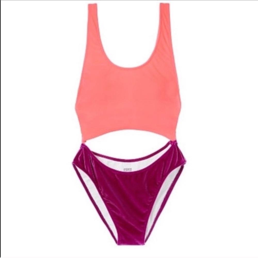 PINK Victoria's Secret Coral and Magenta One-Piece Swimsuit NWOT